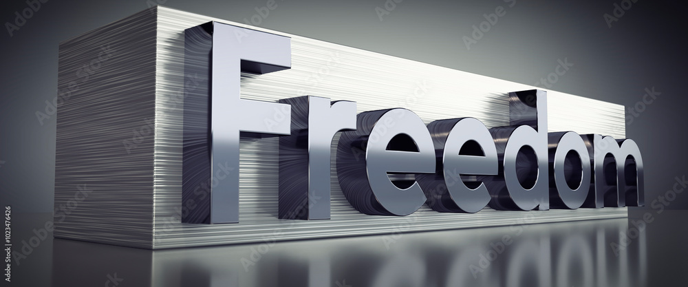 Freedom - metal typographical concept - 3D illustration Freedom - metal typographical concept - 3D illustration
