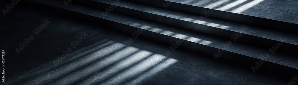 Black Concrete Steps with Light and Shadow Patterns Black Concrete Steps with Light and Shadow Patterns