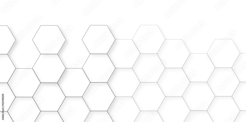 Naklejka premium Abstract white background with hexagon and hexagonal background. Luxury white pattern with hexagons. abstract 3d hexagonal background with shadow. 3D futuristic abstract honeycomb mosaic background.