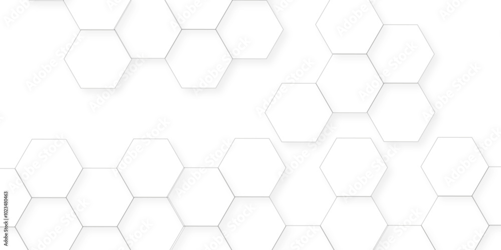 Naklejka premium Abstract white background with hexagon and hexagonal background. Luxury white pattern with hexagons. abstract 3d hexagonal background with shadow. 3D futuristic abstract honeycomb mosaic background.