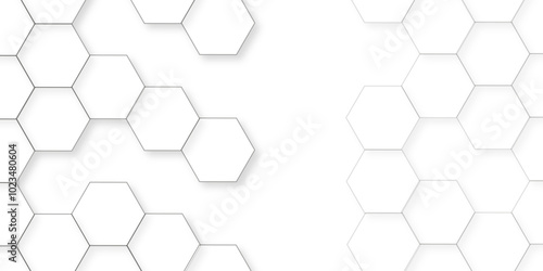 Abstract white background with hexagon and hexagonal background. Luxury white pattern with hexagons. abstract 3d hexagonal background with shadow. 3D futuristic abstract honeycomb mosaic background.