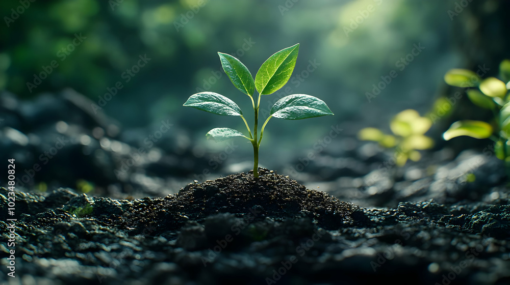 Green Sprout Emerging from Soil - Nature Photography Green Sprout Emerging from Soil - Nature Photography