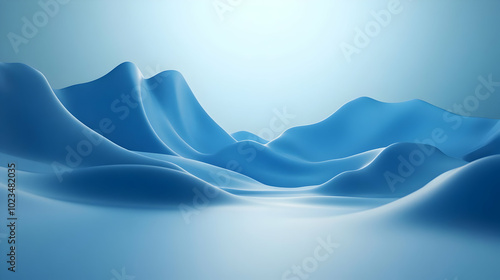 Abstract 3D Blue Wave Background with soft light shining through