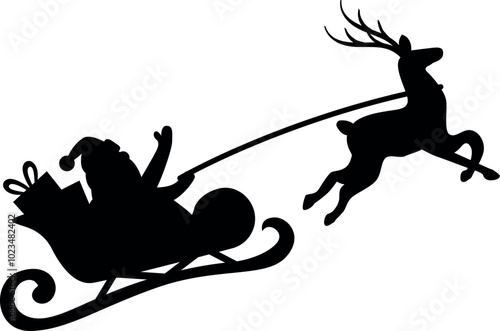 Santa's sleigh vector. Christmas santa illustration.