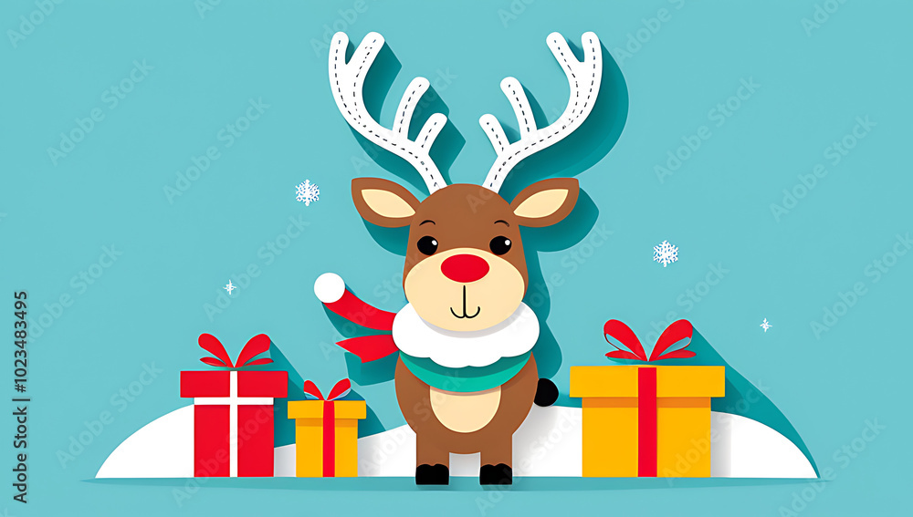 cute reindeer gifts fun holiday illustration cute reindeer gifts fun holiday illustration