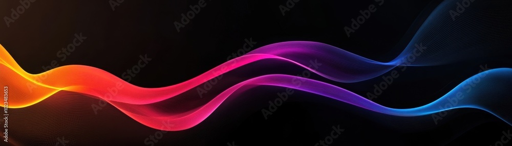 Abstract Waves of Glowing Orange, Pink, and Blue Lines on a Black Background Abstract Waves of Glowing Orange, Pink, and Blue Lines on a Black Background