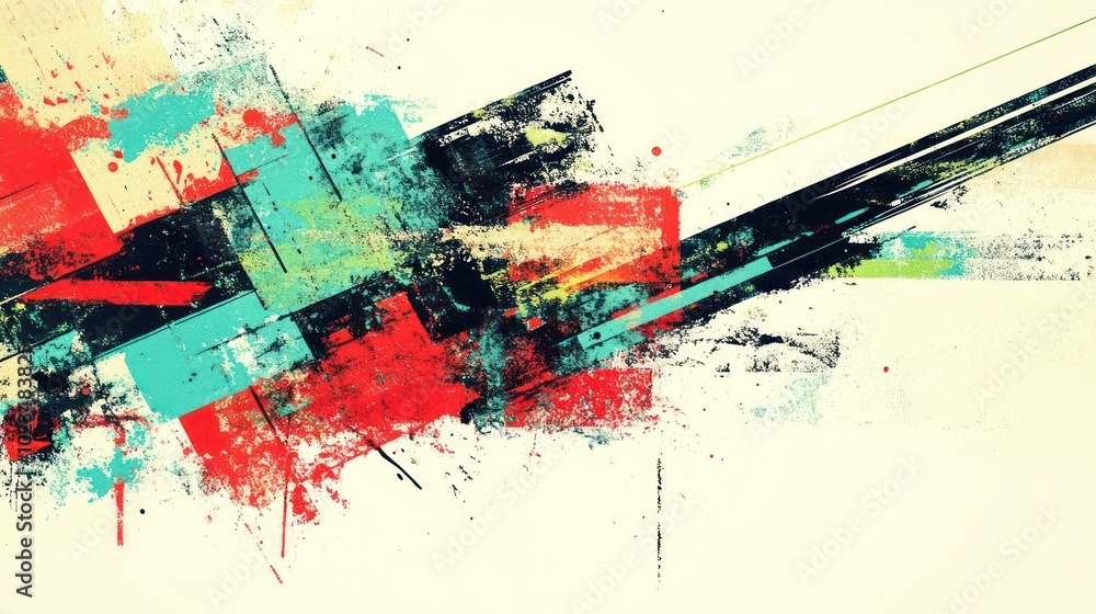 Abstract colorful composition with geometric shapes and splashes, conveying energy and creativity. Abstract colorful composition with geometric shapes and splashes, conveying energy and creativity.