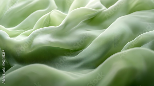 Abstract Green Fabric Texture Background - Close-up View