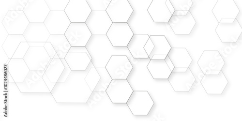 Abstract white background with hexagon and hexagonal background. Luxury white pattern with hexagons. abstract 3d hexagonal background with shadow. 3D futuristic abstract honeycomb mosaic background.