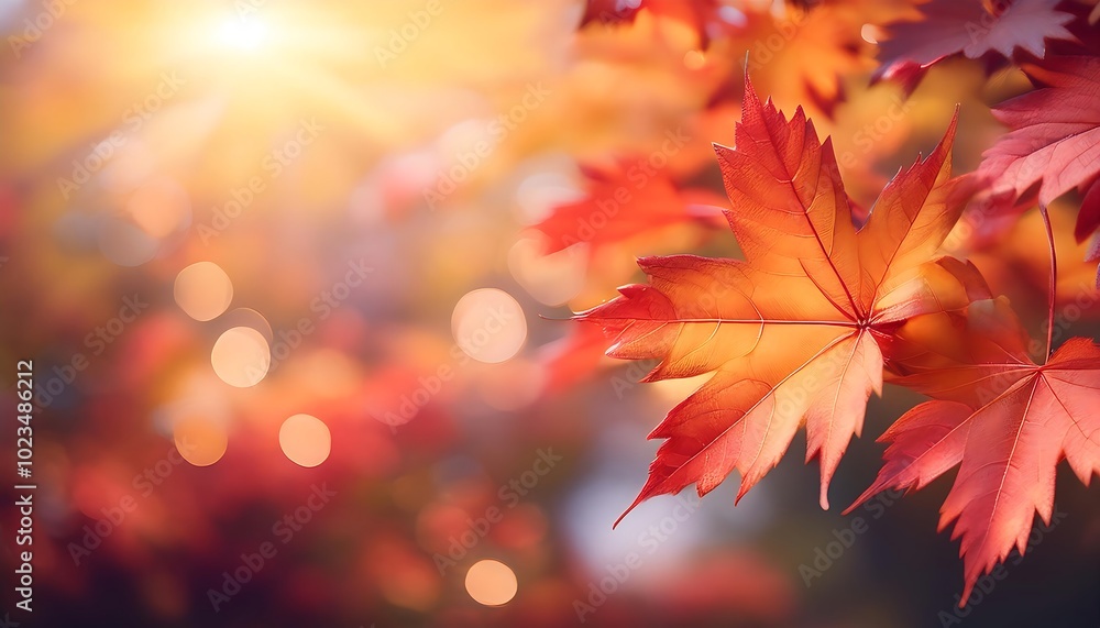 A beautiful display of red and yellow maple leaves captured during autumn with a soft blurred background. Generative AI A beautiful display of red and yellow maple leaves captured during autumn with a soft blurred background. Generative AI