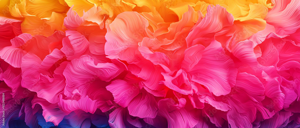 Fototapeta premium Vibrant floral background with a blend of pink, orange, and yellow hues, creating a lively and colorful display.