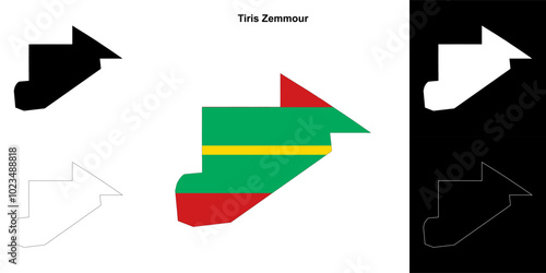 Tiris Zemmour region outline map set photo