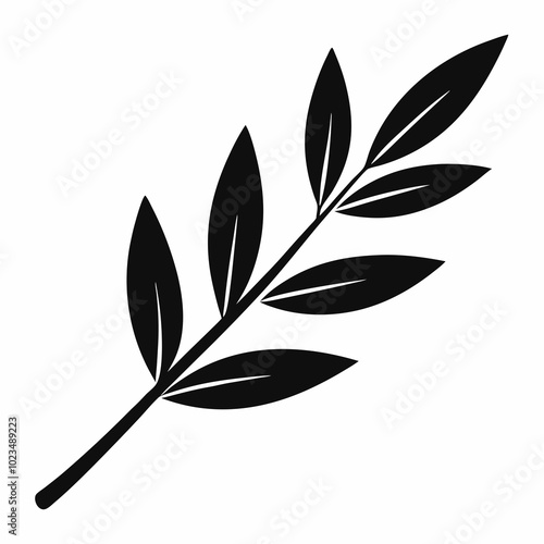 Minimalist Olive Leaf Silhouette Vector Illustration photo