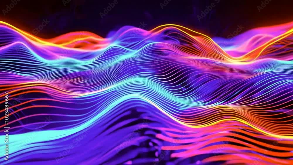 Vibrant waves of color and light create a dynamic, abstract visual experience. Vibrant waves of color and light create a dynamic, abstract visual experience.