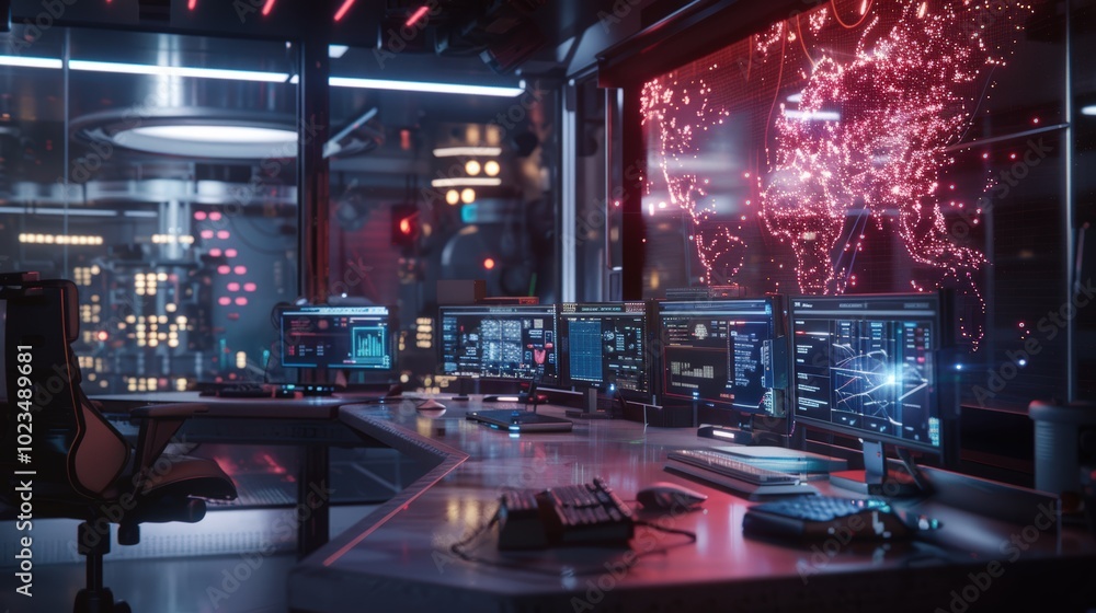 Futuristic AI Control Room with Advanced Technology Futuristic AI Control Room with Advanced Technology