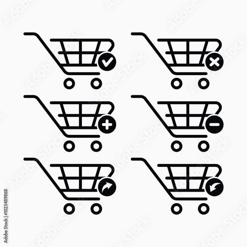 Shopping cart sign set. Vector illustrtion