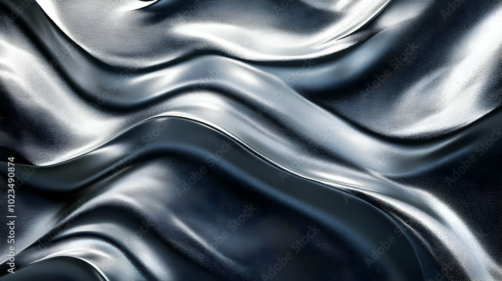 Naklejka premium Abstract 3D Silver and Black Wavy Texture Background