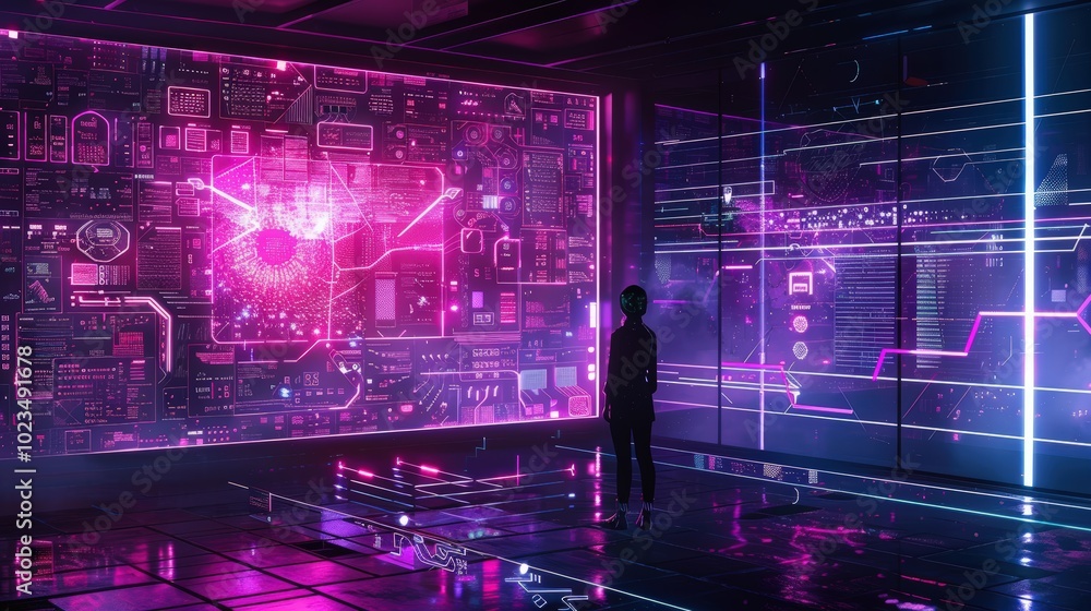 Fototapeta premium Futuristic AI Control Room Visualization