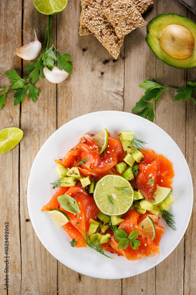 smoked salmon with avocado and herbs smoked salmon with avocado and herbs