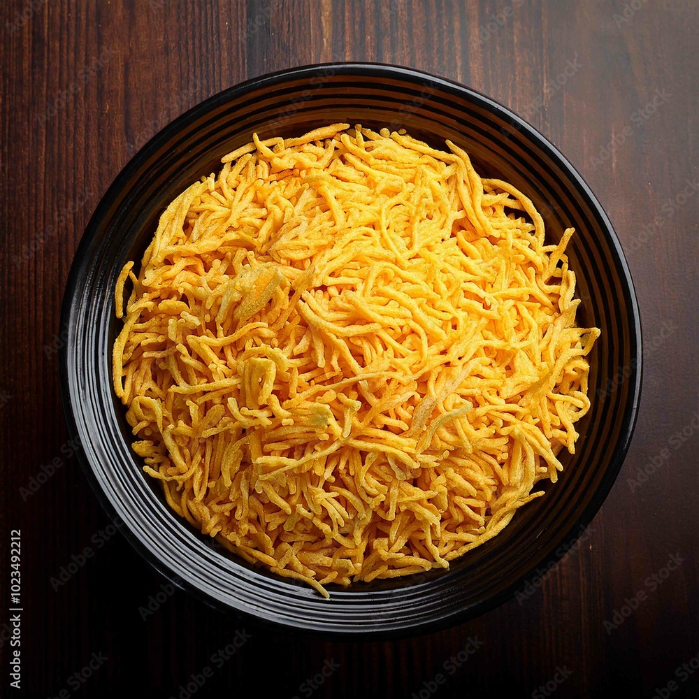 Sev. Besan Sev Indian Namkeen Noodles of chickpea flour Sev. Besan Sev Indian Namkeen Noodles of chickpea flour