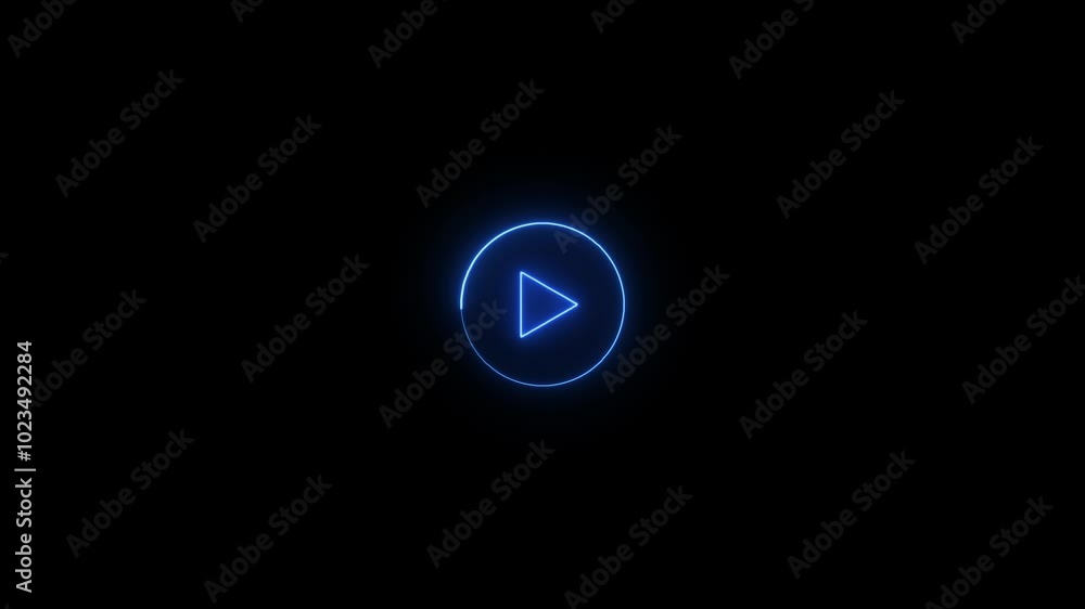 Video audio neon play button icon animation. glowing play button animation. Video audio neon play button icon animation. glowing play button animation.