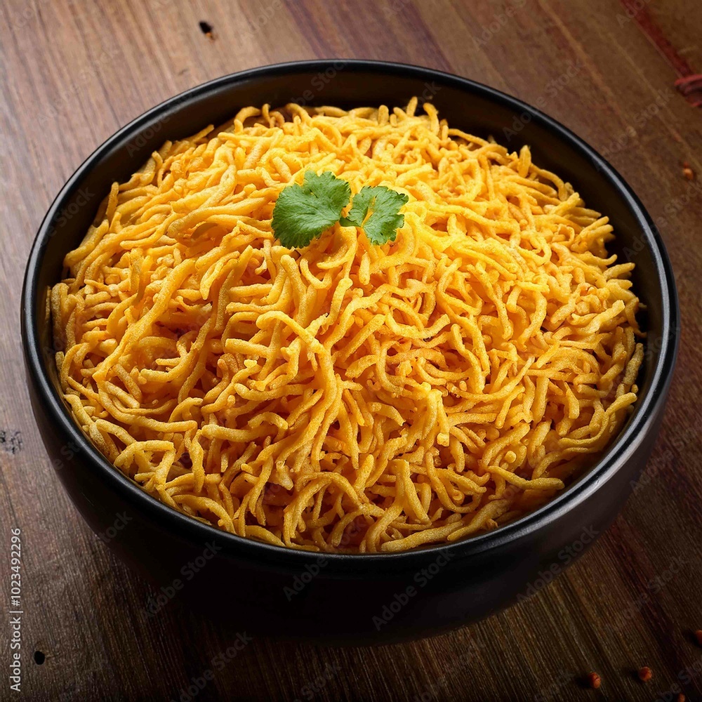 Sev. Besan Sev Indian Namkeen Noodles of chickpea flour Sev. Besan Sev Indian Namkeen Noodles of chickpea flour