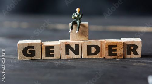 Photography GENDER word written on wooden block with blur background