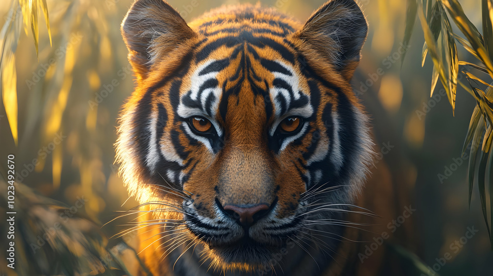 Tiger Portrait Illustration - Close-up of a Tiger's Face Tiger Portrait Illustration - Close-up of a Tiger's Face