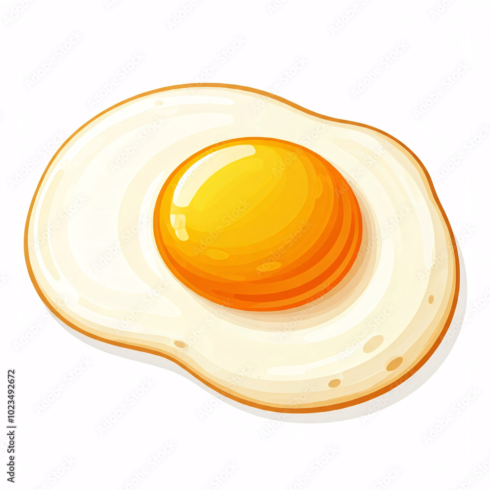 cartoon fried egg with yellow yolk isolated on white background cartoon fried egg with yellow yolk isolated on white background