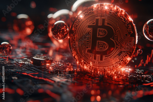 Glowing Bitcoin in a Digital Landscape  photo