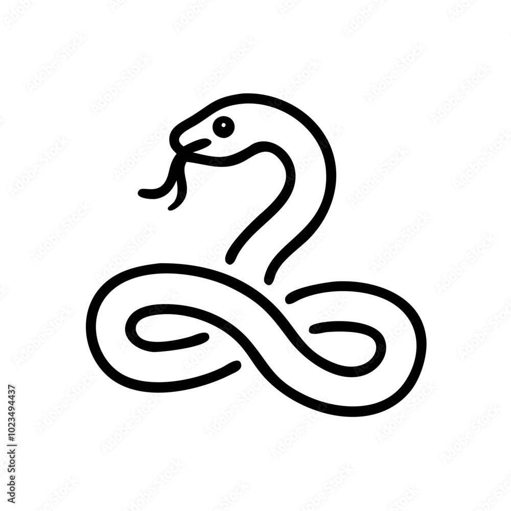 Snake minimalist style, black line art, nature, reptile Snake minimalist style, black line art, nature, reptile
