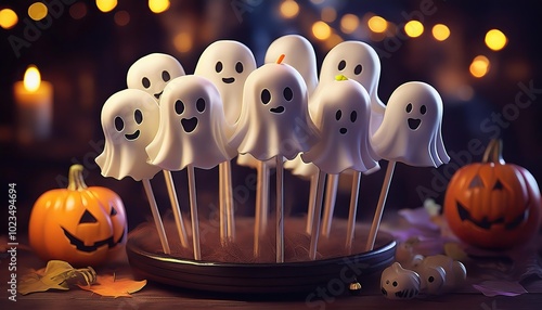 loly pops ready for a halloween party, cute halloween ghost cake
