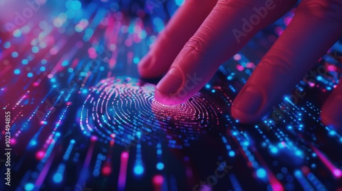 Futuristic Fingerprint with Vibrant Light Effects