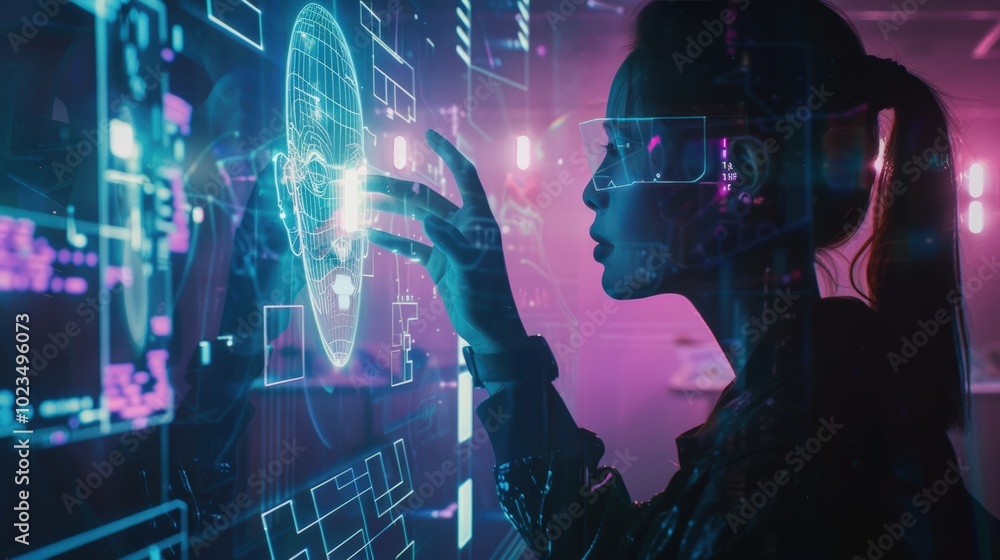 Futuristic Interaction with Digital Interface Futuristic Interaction with Digital Interface