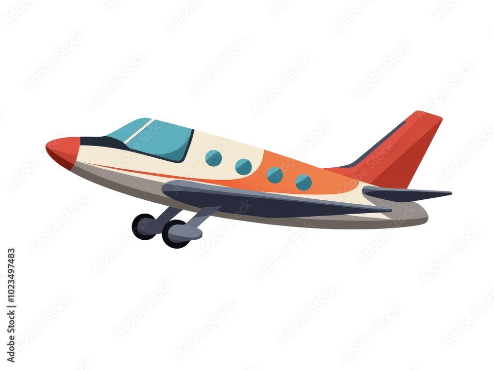 Colorful small aircraft flying through the sky with a sleek design on a transparent background Colorful small aircraft flying through the sky with a sleek design on a transparent background