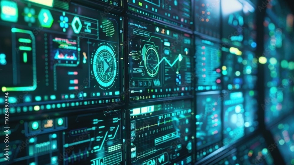 Futuristic AI Interface with Data Visualization Futuristic AI Interface with Data Visualization