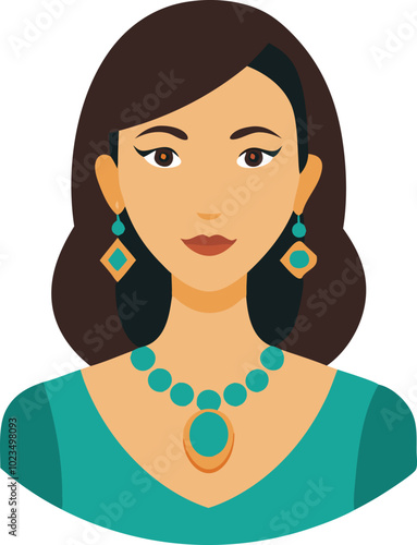 A vector illustration of a woman wearing elegant jewelry, symbolizing beauty, fashion, and cultural adornment.