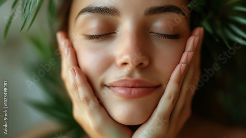 A pair of hands gently cradling a head, symbolizing the importance of care and protection for mental well-being, with copy space, World Mental Health Day