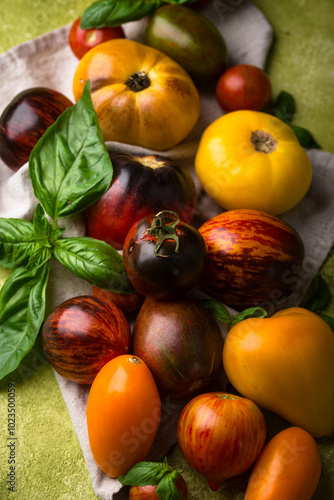 Assortment of different color tomatoes