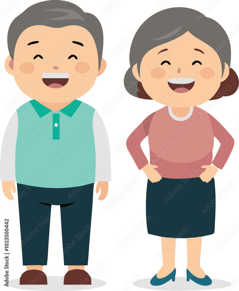 A vector illustration of an elderly couple smiling, symbolizing companionship, happiness, and aging together. A vector illustration of an elderly couple smiling, symbolizing companionship, happiness, and aging together.