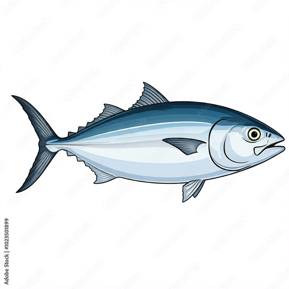 Fototapeta premium blue and white cartoon tuna fish illustration