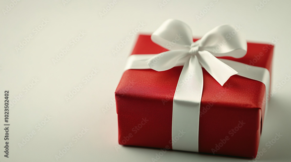 Christmas gift box template with decorative wrapping and festive bow isolated on white background Christmas gift box template with decorative wrapping and festive bow isolated on white background