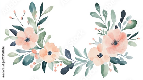 A beautiful arrangement of soft pink flowers and lush green leaves, perfect for adding a touch of elegance to any design.