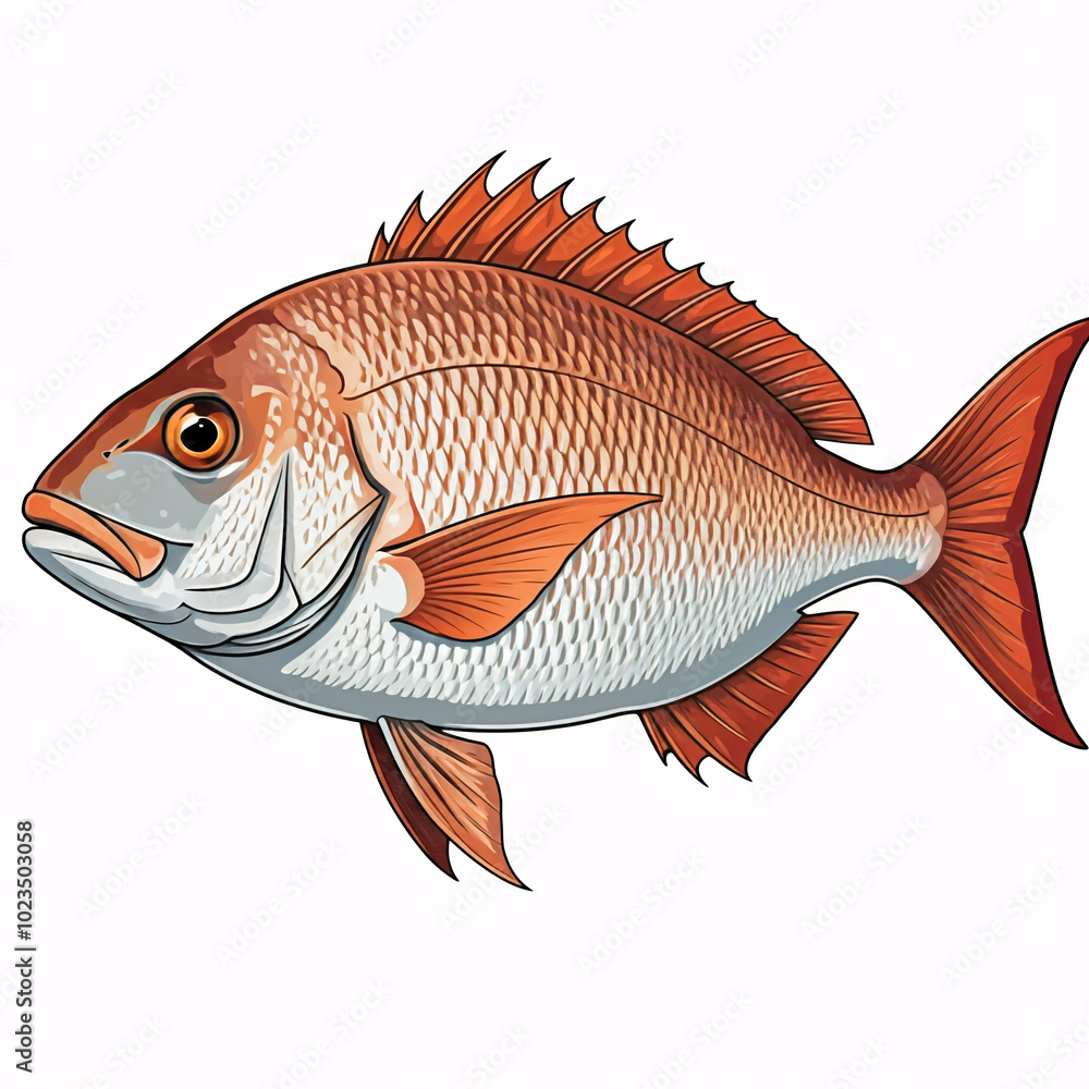 Fototapeta premium red snapper fish illustration isolated on white background