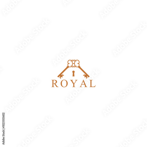 Two crossed vintage keys icon logo isolated on white background