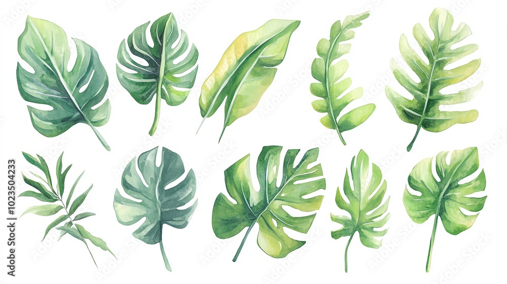 A collection of vibrant green leaves showcasing diverse shapes and textures, perfect for botanical designs and nature-themed projects. A collection of vibrant green leaves showcasing diverse shapes and textures, perfect for botanical designs and nature-themed projects.