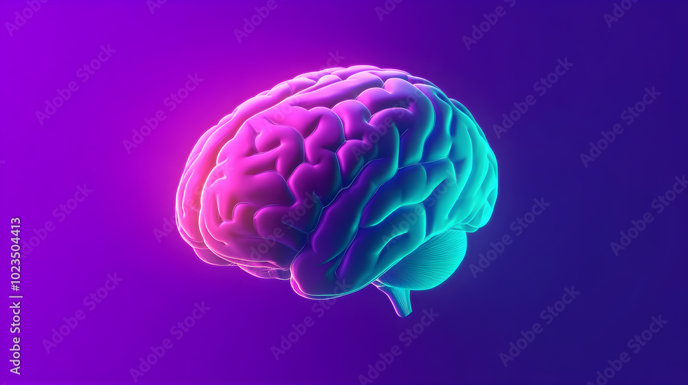 A brain with a purple background A brain with a purple background