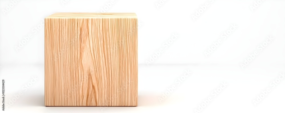 Naklejka premium Elegant Blank Wood Block in Polished Minimalist Setting - Ideal for Finance Concepts and Clean Presentations