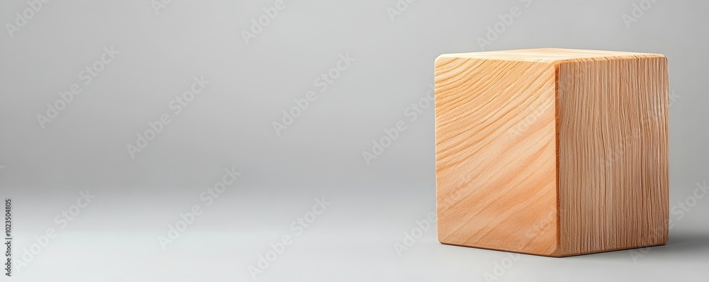 Naklejka premium Minimalist Wood Block with Raw Finish Symbolizing Financial Growth - Sleek Abstract Concept for Modern Design and Business Themes