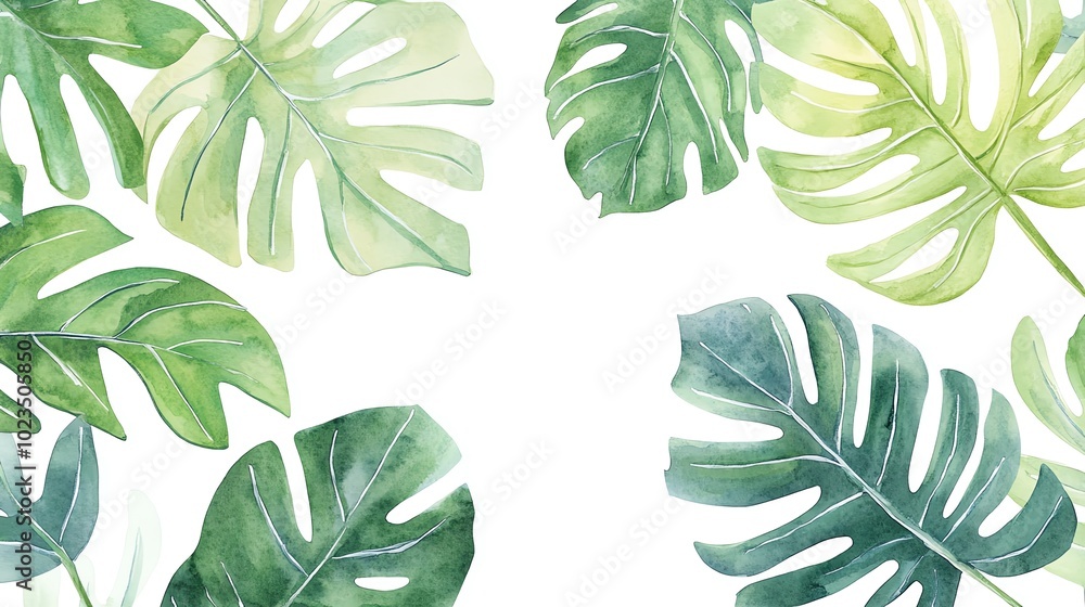 A vibrant collection of tropical leaves showcasing rich greens and diverse shapes, perfect for nature-themed designs. A vibrant collection of tropical leaves showcasing rich greens and diverse shapes, perfect for nature-themed designs.